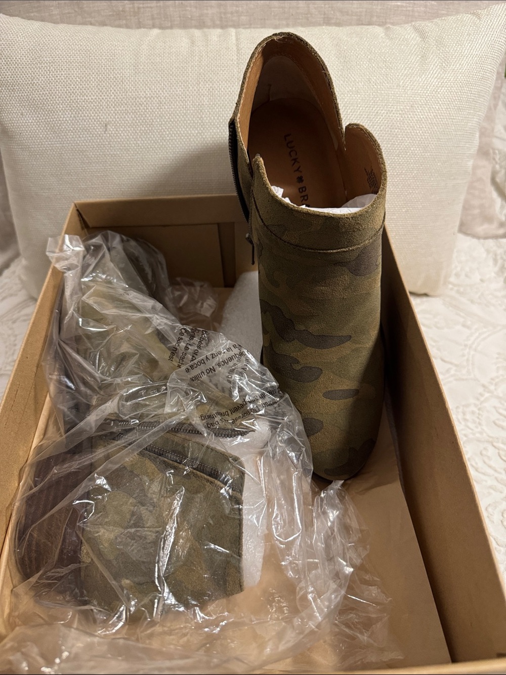 Lucky Brand Women’s Ankle Booties in Olive Camo
